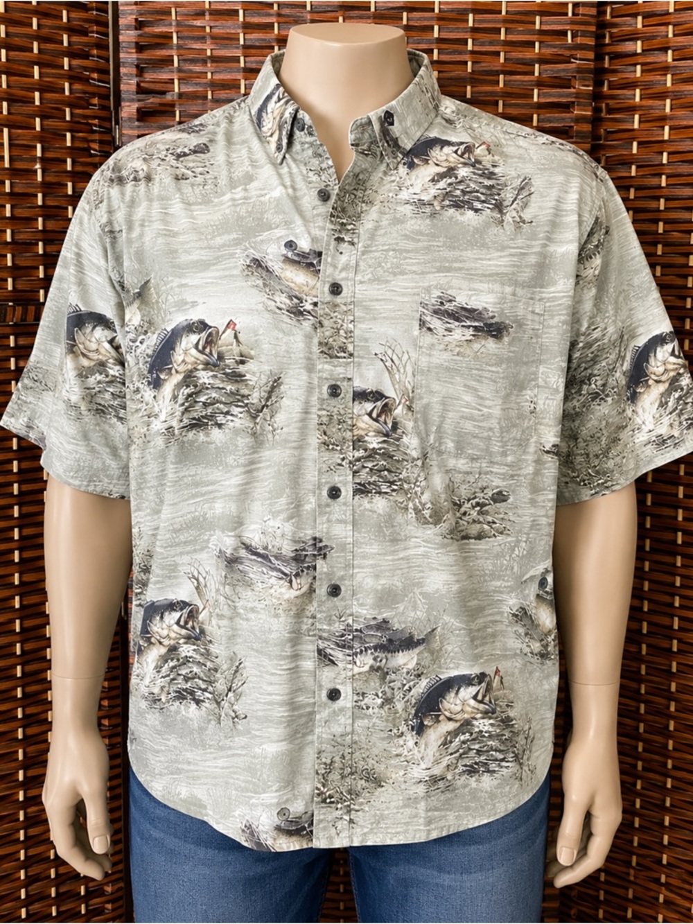 RedHead Fishing Shirt XXL Button Down Bass Fish Print